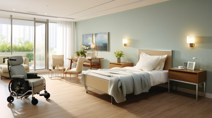 A wheelchair-accessible bedroom