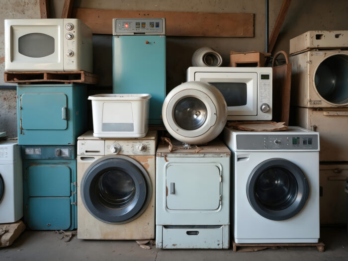 A pile of broken household appliances