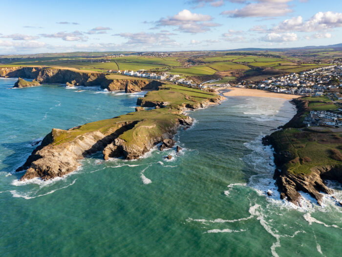 Aerial view of Newquay in cornwall