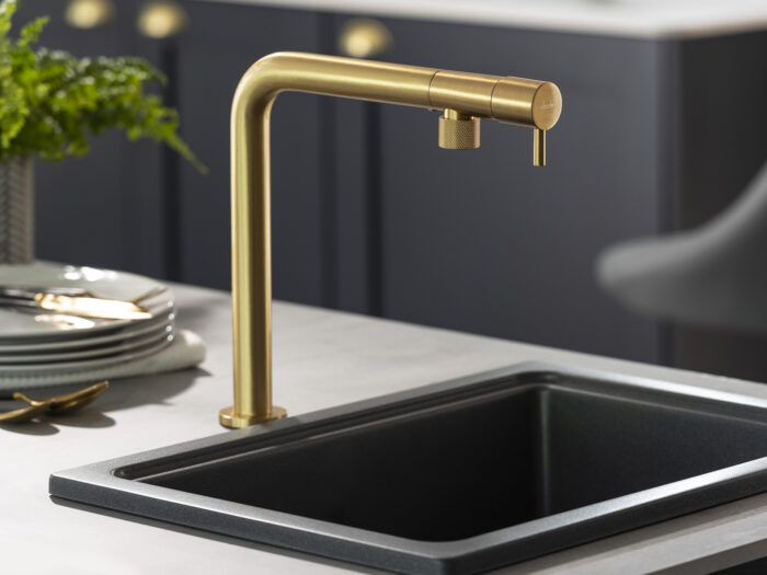 An instant hot water tap in a kitchen