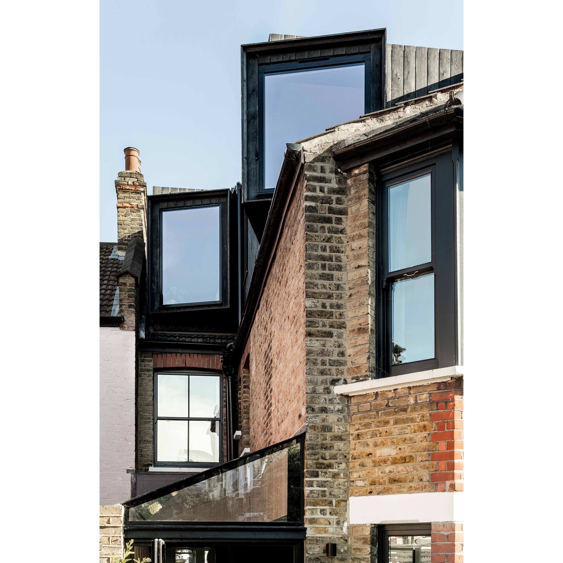 The protruding windows on the loft extension