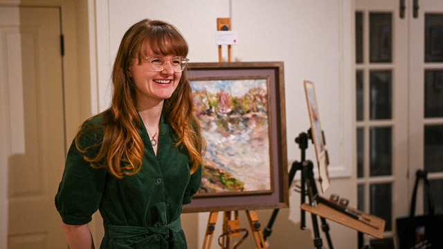 Helena Traill showcasing artwork threshing barn