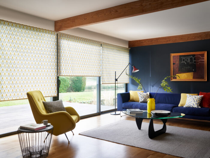 A stylish colourful lounge