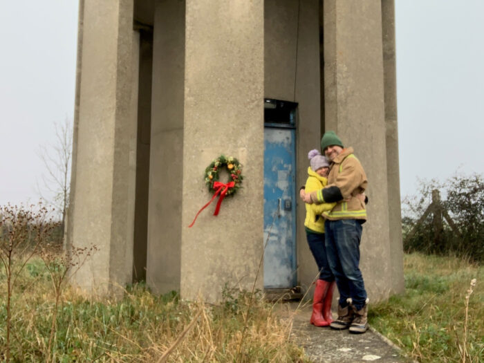 Matt and Ali in front of the Tower on the first day they visited
