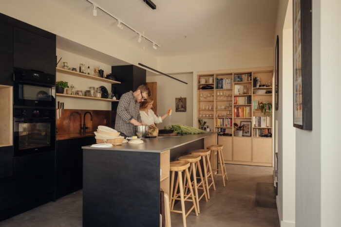 James and Fenella in their kitchen