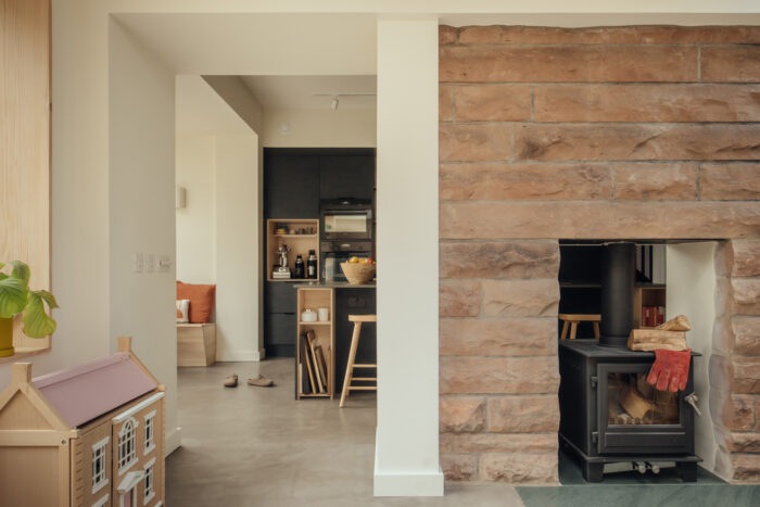 The former external wall that is now an internal dividing wall